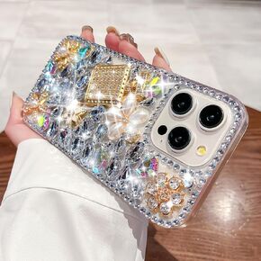 Compatible with iPhone 14 Pro Max Bling Glitter Case Luxury Cute Sparkle Rhinestone Diamond Girly Protective Phone Cover Case for Women Girl (Purple, iPhone 14 Pro Max)