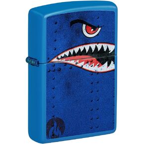 Zippo Lighter: Fighter Plane Nose Art, Shark Teeth - Sky Blue Matte 81481