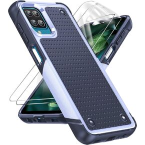 LeYi for Samsung Galaxy A12 Phone Case, Samsung A12 Phone Case with 2 Pack Screen Protectors, Dual Layer Protective Hard PC Back & Soft Bumper Resilient Shock Absorb Case for Galaxy A12, Red Pink
