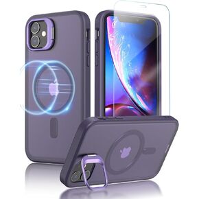 Case for iPhone 11 / XR Phone Cover: Window Kickstand & Built-in Magnetic with 2 Pcs Screen Protector (Black)