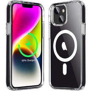 Magnetic Case Compatible with iPhone 14 Case, Compatible with MagSafe Wireless Charging, Transparent Anti-Scratch Back Shockproof Protective Slim Thin Phone Case Cover, Clear