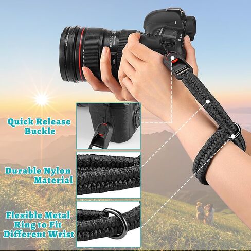 Quick Release Camera Wrist Strap, Nylon Camera Hand Strap Hand Strap with 4 Replace Buckle for DSLR Mirrorless Camera in Saudi Arabia