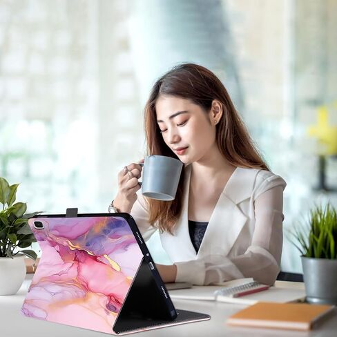 Case for Samsung Galaxy Tab A7 10.4 Inch, Premium PU and Soft TPU, Multi-Angle Viewing Smart Stand Back Cover with Magnetic Clasp for Tablet A7 10.4" 2020 (SM-T500/T505/T507), Pink Marble in Saudi Arabia