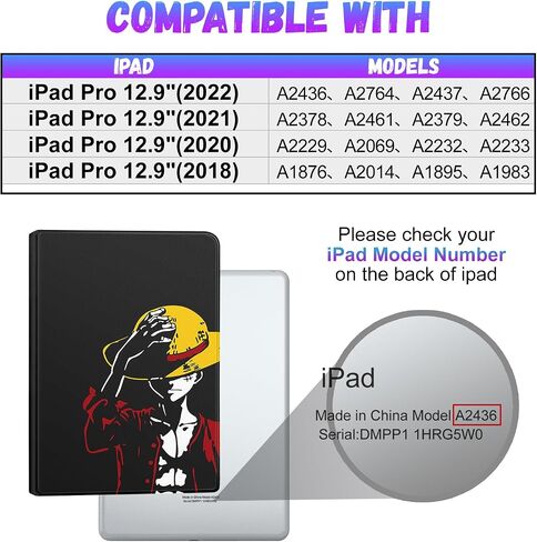 حافظة عصرية لجهاز iPad Pro 12.9 2022/2021/2020/2018 للأطفال والبنات والمراهقات والأولاد والنساء وحامل قلم رصاص بتصميم كرتوني لطيف لجهاز Apple iPad 12.9 بوصة (الجيل السادس/الخامس/الرابع/الثالث) in Saudi Arabia