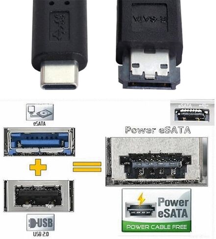 NFHK USB-C Type-C to Power Over eSATA DC5V Adapter USB3.0 to HDD/SSD/ODD eSATAp Converter in Saudi Arabia