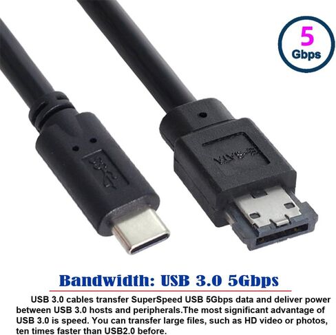 NFHK USB-C Type-C to Power Over eSATA DC5V Adapter USB3.0 to HDD/SSD/ODD eSATAp Converter in Saudi Arabia