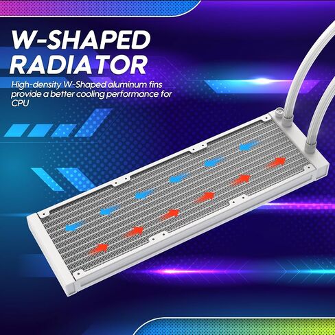 Vetroo R360 White 360mm مبرد وحدة المعالجة المركزية السائل مع غطاء بديل لرأس مضخة قاعدة نحاسية نقية، مراوح RGB وFDB قابلة للتحكم والتحكم الذكي PWM، أنبوب مضفر متين - مقبس AMD وIntel in Kuwait