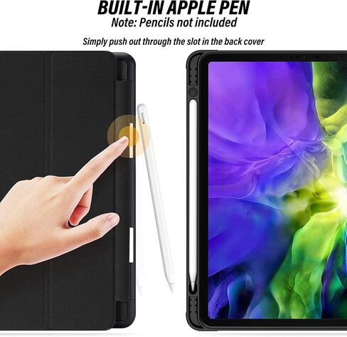 متوافق مع حافظة iPad Pro مقاس 12.9 بوصة، الجيل السادس/الخامس/الرابع/الثالث (2022/2021/2020/2018) حامل أقلام الرصاص، حافظة خلفية من مادة TPU، غطاء للنوم/الاستيقاظ التلقائي مع شحن قلم iPad الثاني - أسود أرجواني ليوبارد الفهد in Kuwait