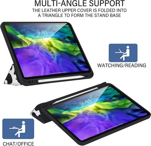 متوافق مع حافظة iPad Pro مقاس 12.9 بوصة، الجيل السادس/الخامس/الرابع/الثالث (2022/2021/2020/2018) حامل أقلام الرصاص، حافظة خلفية من مادة TPU، غطاء للنوم/الاستيقاظ التلقائي مع شحن قلم iPad الثاني - أسود أرجواني ليوبارد الفهد in Kuwait