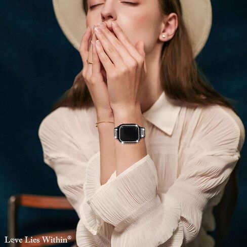 Luxury Bling Band with Case Compatible with Apple Watch Band 38mm 40mm 41mm 42mm 44mm 45mm iWatch Series 8 7 6 5 4 3 2 1 SE Women Comfortable Top Grain Leather Diamond Wristband Strap in Saudi Arabia