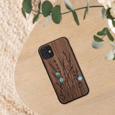 kwmobile Wood Case Compatible with Apple iPhone 11 Case - Cover - Navigational Compass Dark Brown in Saudi Arabia