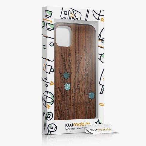 kwmobile Wood Case Compatible with Apple iPhone 11 Case - Cover - Navigational Compass Dark Brown in Saudi Arabia