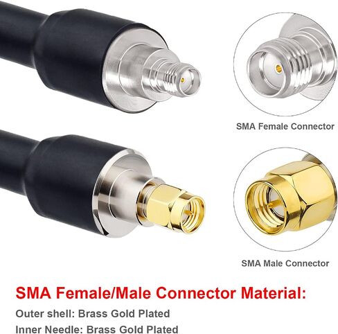 XRDS -RF SMA كبل، SMA ذكر إلى SMA أنثى كابل تمديد SMA منخفض الخسارة KMR400 SMA كابل محوري لـ 3G 4G LTE، مودم/راوتر 5G، هام، ADS-B، معدات SDR (25 قدم) in Kuwait