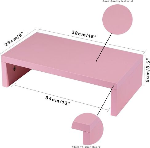 Pink Monitor Stand, Cute Monitor Stand, Wood Monitor Stand for Desk Monitor Riser Wood for Monitors/Laptop/PC Pink Wooden Monitor Riser Computer Monitor Stand Wood for Desktop, Desk Riser 1-Tier Pink in Saudi Arabia