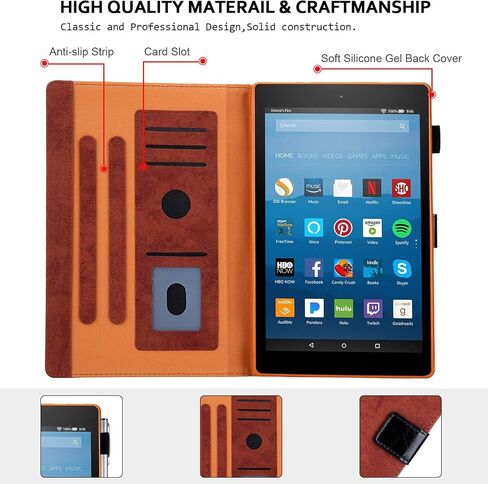 Smart Case for Fire HD 8 (8th/7th/6th Generation-Old Model), Techcircle Soft PU Leather Magnetic Flip [Auto Wake Sleep] Wallet Cover for Kindle Fire HD 8-inch Tablet (2018/2017/2016 Release), Brown in Saudi Arabia