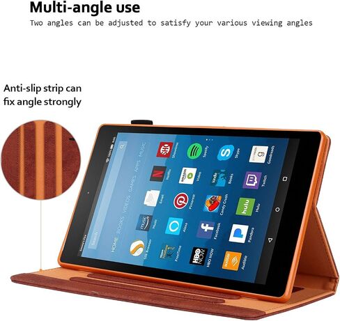 Smart Case for Fire HD 8 (8th/7th/6th Generation-Old Model), Techcircle Soft PU Leather Magnetic Flip [Auto Wake Sleep] Wallet Cover for Kindle Fire HD 8-inch Tablet (2018/2017/2016 Release), Brown in Saudi Arabia