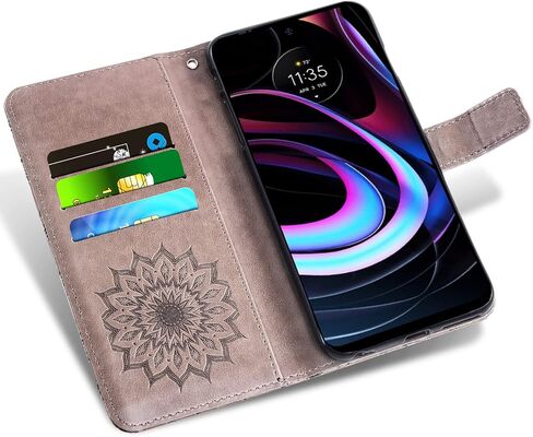 Asuwish Phone Case for Motorola Moto Edge 2021/MotoEdge 5G UW Wallet with Tempered Glass Screen Protector and Leather Slim Flip Cover Card Holder Stand Cell Accessories MotoEdge5GUW Women Men Gray in Kuwait