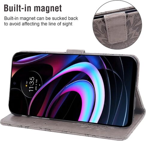 Asuwish Phone Case for Motorola Moto Edge 2021/MotoEdge 5G UW Wallet with Tempered Glass Screen Protector and Leather Slim Flip Cover Card Holder Stand Cell Accessories MotoEdge5GUW Women Men Gray in Kuwait