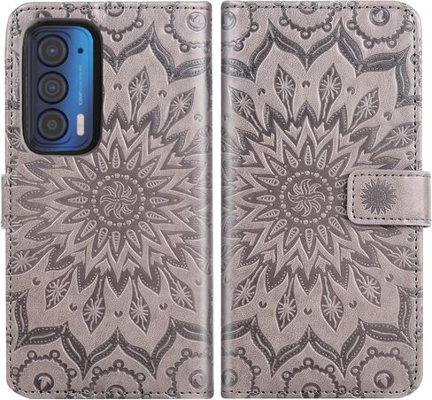 Asuwish Phone Case for Motorola Moto Edge 2021/MotoEdge 5G UW Wallet with Tempered Glass Screen Protector and Leather Slim Flip Cover Card Holder Stand Cell Accessories MotoEdge5GUW Women Men Gray in Kuwait