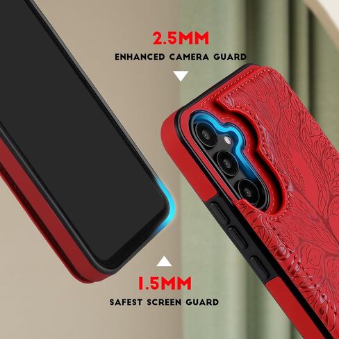 Schafile iPhone 15 Pro Max 6.7 Inch Case Embossed Tree PU Leather Wallet Back Cover Stand Function Card Slot Case Cover for iPhone 15 Pro Max 6.7 Inch 2023 Brown in Saudi Arabia