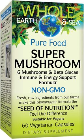 Whole Earth & Sea from Natural Factors, Super Mushroom, Whole Food Supplement, Vegan, 60 vegetarian capsules (60 servings) in Saudi Arabia