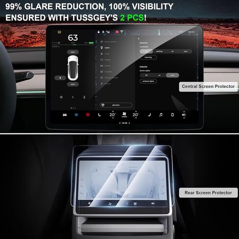 2024 ترقية ملحقات واقي الشاشة Tesla Model Y/3 غير اللامعة [لا مزيد من الوهج! مضاد لبصمات الأصابع، واقي شاشة من الزجاج المقوى الممتاز مع مجموعة محاذاة للطراز Y(2024-2020) الموديل 3(2023-2017) in Kuwait