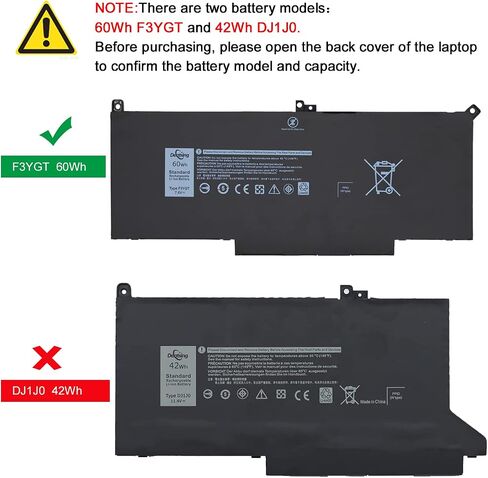 Dentsing 60Wh F3YGT بطارية كمبيوتر محمول لـ Dell Latitude 12 7000 7280 7290/13 7000 7380 7390 P29S002/14 7000 7480 7490 P73G002 Series DM3WC DM6WC 2X39G KG7VF 451-BBYE 453-BBC F 7.6 فولت 4 خلايا in Saudi Arabia