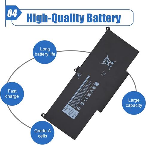 Dentsing 60Wh F3YGT بطارية كمبيوتر محمول لـ Dell Latitude 12 7000 7280 7290/13 7000 7380 7390 P29S002/14 7000 7480 7490 P73G002 Series DM3WC DM6WC 2X39G KG7VF 451-BBYE 453-BBC F 7.6 فولت 4 خلايا in Saudi Arabia