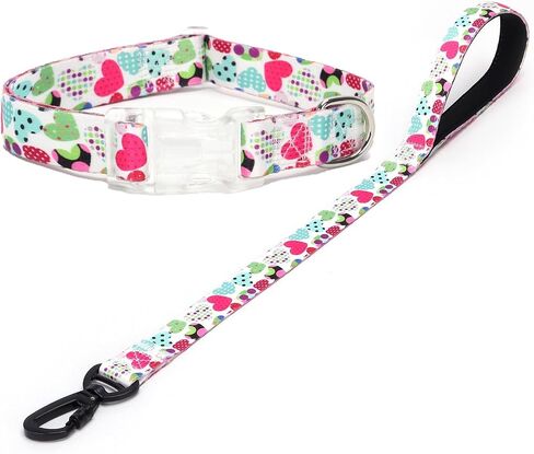 Dog Collar and Leash Set Cute Floral Pattern Dog Collar Gift for Puppy Small Medium Large Boys Girls Dogs (NO6, L) in Kuwait