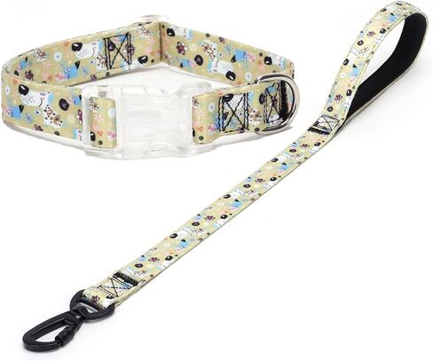 Dog Collar and Leash Set Cute Floral Pattern Dog Collar Gift for Puppy Small Medium Large Boys Girls Dogs (NO6, L) in Kuwait