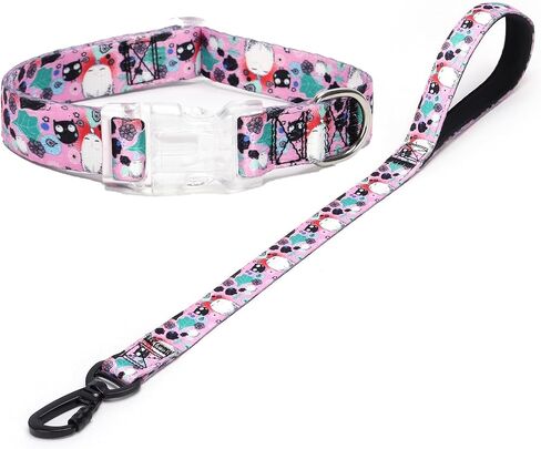 Dog Collar and Leash Set Cute Floral Pattern Dog Collar Gift for Puppy Small Medium Large Boys Girls Dogs (NO6, L) in Kuwait