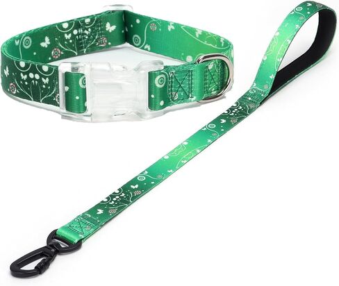 Dog Collar and Leash Set Cute Floral Pattern Dog Collar Gift for Puppy Small Medium Large Boys Girls Dogs (NO6, L) in Kuwait