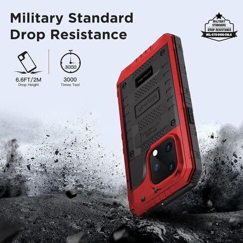 Mitywah Waterproof Case for iPhone 14 Pro Max, Heavy Duty Shockproof Case with Built-in Screen Protector, Full Body Underwater Protective Metal Case 6.7 inch, Red in Saudi Arabia