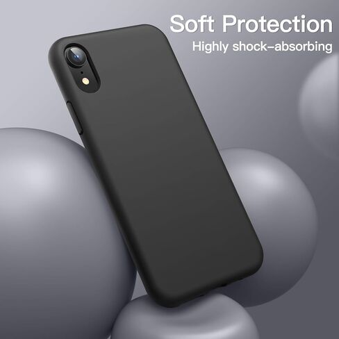 JETech Silicone Case for iPhone XR, 6.1-Inch, Silky-Soft Touch Full-Body Protective Case, Shockproof Cover with Microfiber Lining (Black) in Saudi Arabia