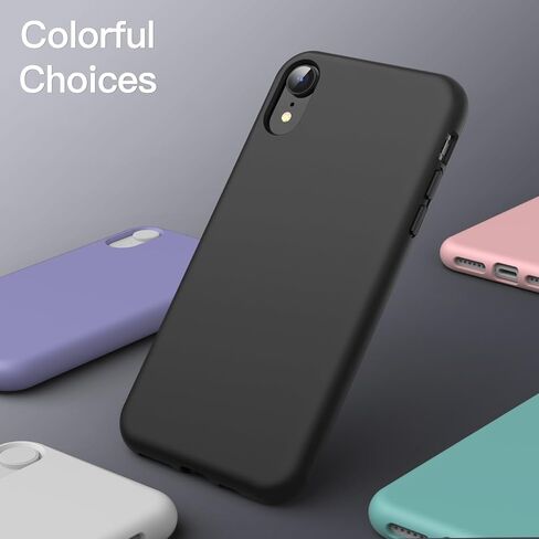 JETech Silicone Case for iPhone XR, 6.1-Inch, Silky-Soft Touch Full-Body Protective Case, Shockproof Cover with Microfiber Lining (Black) in Saudi Arabia