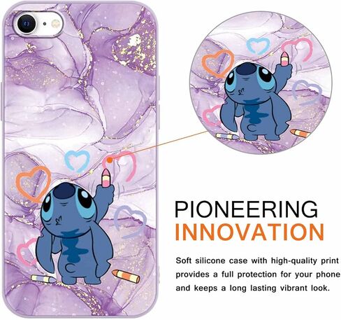2 Pack Cute Cartoon Case for iPhone 7/8/SE 2020/SE 2022 Cases 4.7",Kawaii Anime Character Movie Girly Marble Cover for Women Girls Boys,Soft TPU Shockproof Protective Funda for iPhone 7 Purple Pink in Saudi Arabia