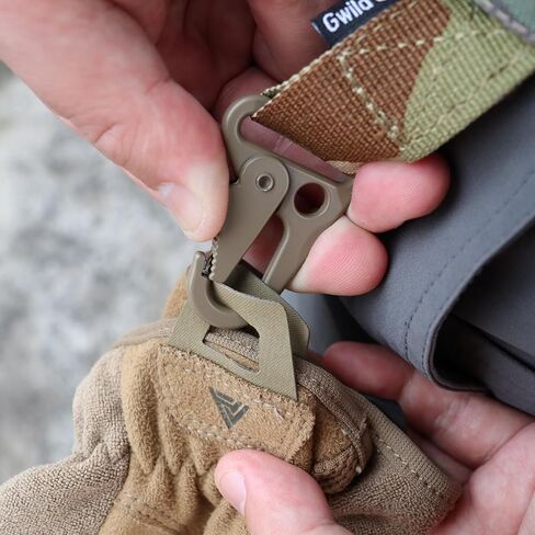 2PCS Tactical Belt Clip Tactical Gear Clip Clash Hook Glove Hanger T-Mount MOLLE Webbing Battle Belt Clip Metal Key Holder in Kuwait