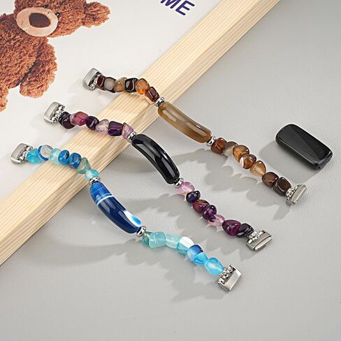 Crystal Beads Stretch Watch Band Compatible for Fitbit Luxe, Handmade Good Luck Energy Chakra Stone Beaded Band for fitbit Luxe in Kuwait