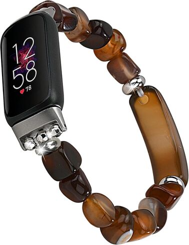 Crystal Beads Stretch Watch Band Compatible for Fitbit Luxe, Handmade Good Luck Energy Chakra Stone Beaded Band for fitbit Luxe in Kuwait