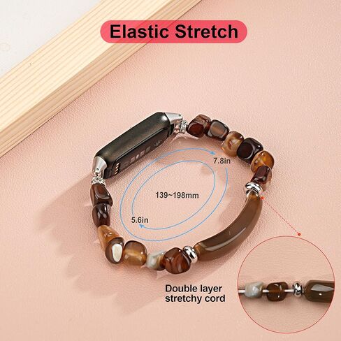 Crystal Beads Stretch Watch Band Compatible for Fitbit Luxe, Handmade Good Luck Energy Chakra Stone Beaded Band for fitbit Luxe in Kuwait