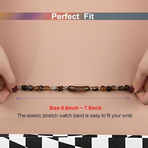 Crystal Beads Stretch Watch Band Compatible for Fitbit Luxe, Handmade Good Luck Energy Chakra Stone Beaded Band for fitbit Luxe in Kuwait