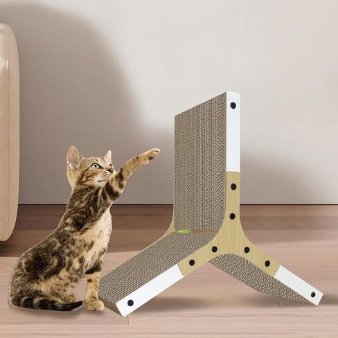 Polamg Cat Scratcher 6-Sided Triangle Cat Scratcher Post، وسادات لوح القطط تمنع تلف الأثاث، خدش القطط من الورق المقوى مع كرات لعبة مدمجة خدوش القطط للقطط الداخلية in Kuwait