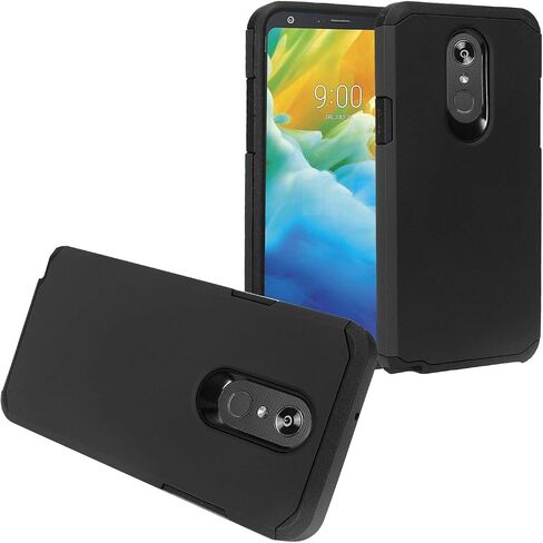 Z-GEN - لهاتف LG Stylo 5 (2019)، Stylo 5X، Stylo5+ Plus، LM-Q720، LM-L722DL - حافظة هاتف هجينة مطاطية + واقي شاشة من الزجاج المقوى - AH2 أسود in Saudi Arabia