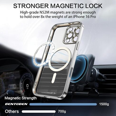BENTOBEN for iPhone 16 Pro Case, Phone Case iPhone 16 Pro with MagSafe, Clear Magnetic Plated Slim Thin Shockproof Soft TPU Electroplated Bumper Protective Cover for iPhone 16 Pro 6.3" 2024, Gold in Saudi Arabia