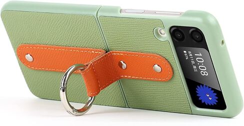 Cavor for Samsung Galaxy Z Flip 3 Case with Card Holder, Anti-Drop,Full Protection,Leather Case with Ring Removable Strap Shockproof Case- Blue in Saudi Arabia