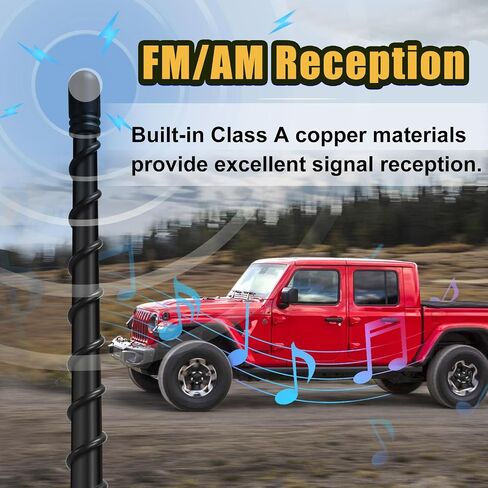 Car Antenna Mast Replacement compatible with 2007-2024 Jeep Wrangler Gladiator JL JK JT Unlimited Sport Rubicon Sahara Mojave Willys 4xe Wrangler,7.5 Inch Upgrade Car AM FM Radio Reception Accessories in Saudi Arabia