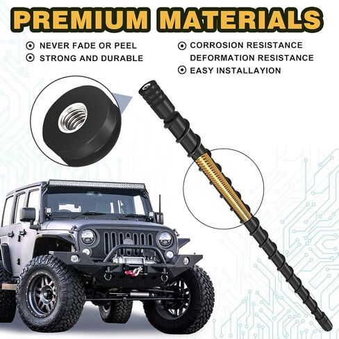 Car Antenna Mast Replacement compatible with 2007-2024 Jeep Wrangler Gladiator JL JK JT Unlimited Sport Rubicon Sahara Mojave Willys 4xe Wrangler,7.5 Inch Upgrade Car AM FM Radio Reception Accessories in Saudi Arabia