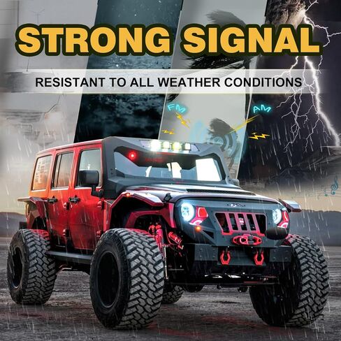 Car Antenna Mast Replacement compatible with 2007-2024 Jeep Wrangler Gladiator JL JK JT Unlimited Sport Rubicon Sahara Mojave Willys 4xe Wrangler,7.5 Inch Upgrade Car AM FM Radio Reception Accessories in Saudi Arabia