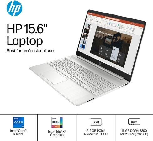 أحدث كمبيوتر محمول بشاشة تعمل باللمس من HP لطلاب الأعمال، شاشة 15.6 بوصة FHD، Intel i7-1255U، ذاكرة الوصول العشوائي 16 جيجابايت، 512 جيجابايت SSD، كاميرا ويب، عمر بطارية طويل، HDMI، Wi-Fi، Windows 11 Pro، مع ترخيص Microsoft Office مدى الحياة in Saudi Arabia