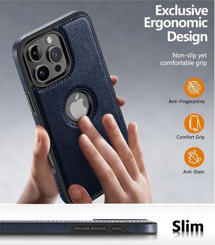 Design Compatible with iPhone 16 Pro Max Case Luxury Leather Business Vintage Slim Non-Slip Soft Grip Shockproof Protective Cover (2024) 6.9 Inch (Brown) in Saudi Arabia